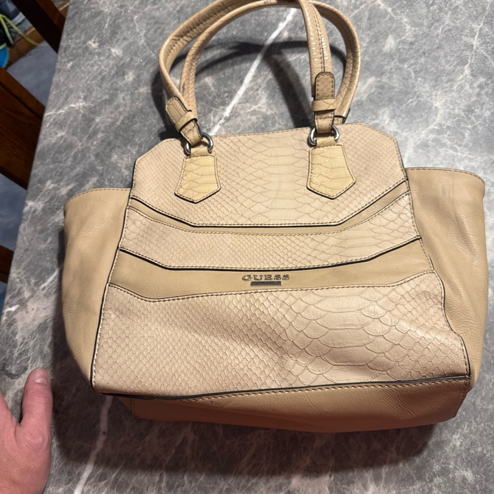 Guess Loana Snake Skin Tote Bag Beige Y2K